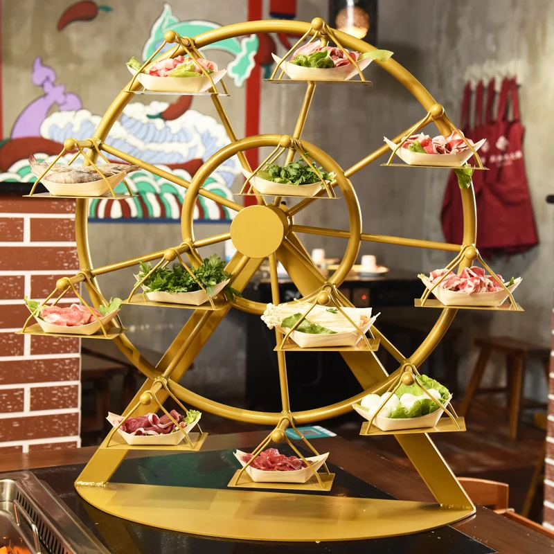 

Palace creative revolving Ferris wheel, tableware, hot pot restaurant, metal barbecue grill, plating, Chinese personalized sushi