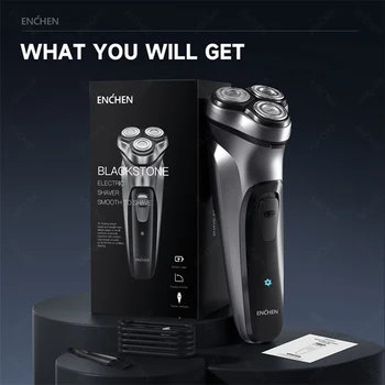 ENCHEN Blackstone rasoio rotante elettrico per uomo 3D Floating Blade lavabile Type-C USB ricaricabile barba da barba 1