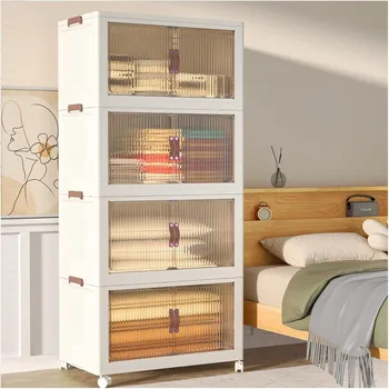 Clear Storage Bins with Lids Stackable Storage Bins, Acrylic Organizers , Plastic Multifunctional Folding Storage 4