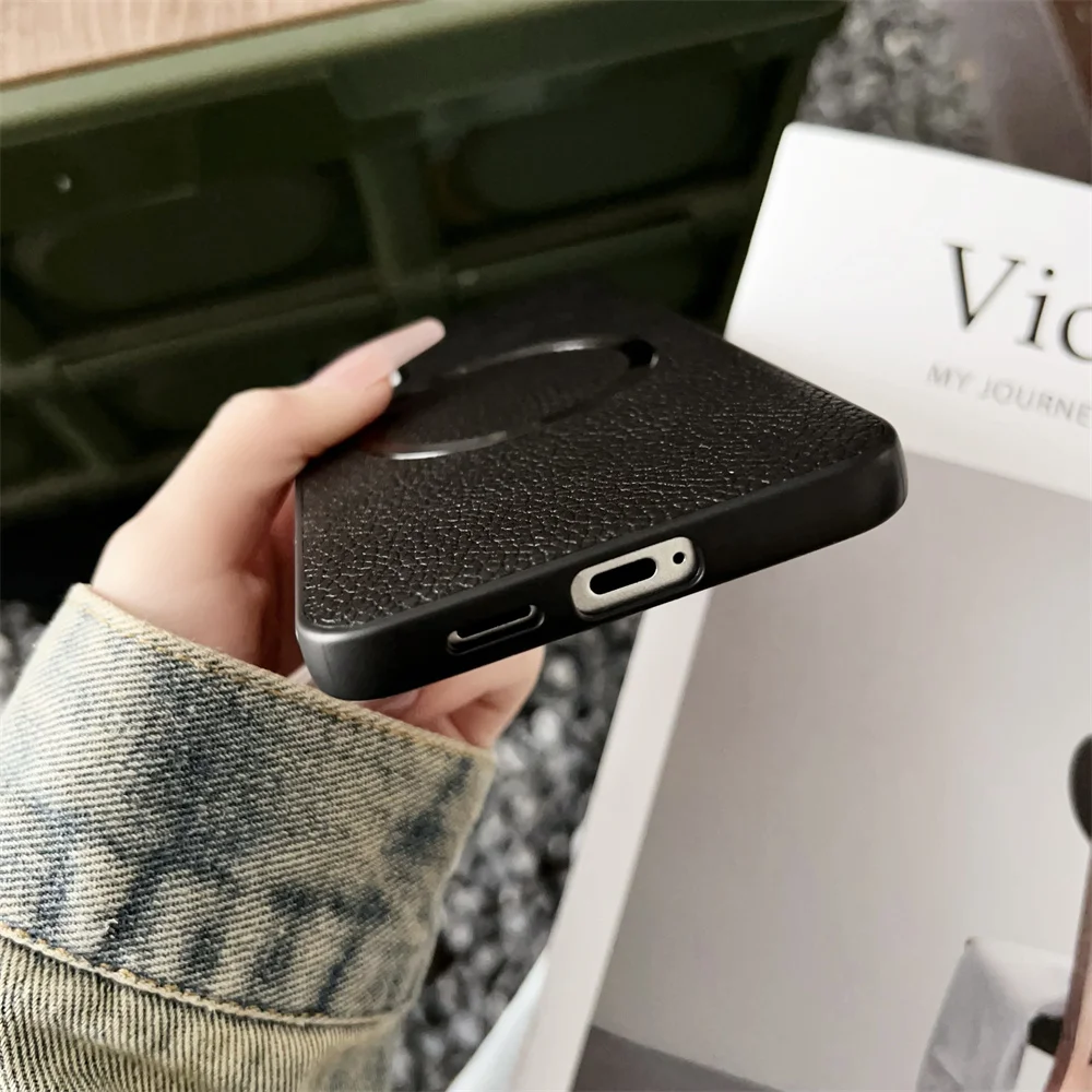 Luxury Lychee Pattern Fabric Magnetic Magsafe Leather Phone Case