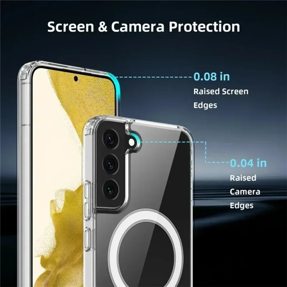 Original For Magsafe Magnetic Case for Samsung GalaxyS25 S24 S22 Ultra S23 S21  Plus Wireless Charging Shockproof Clear Cover