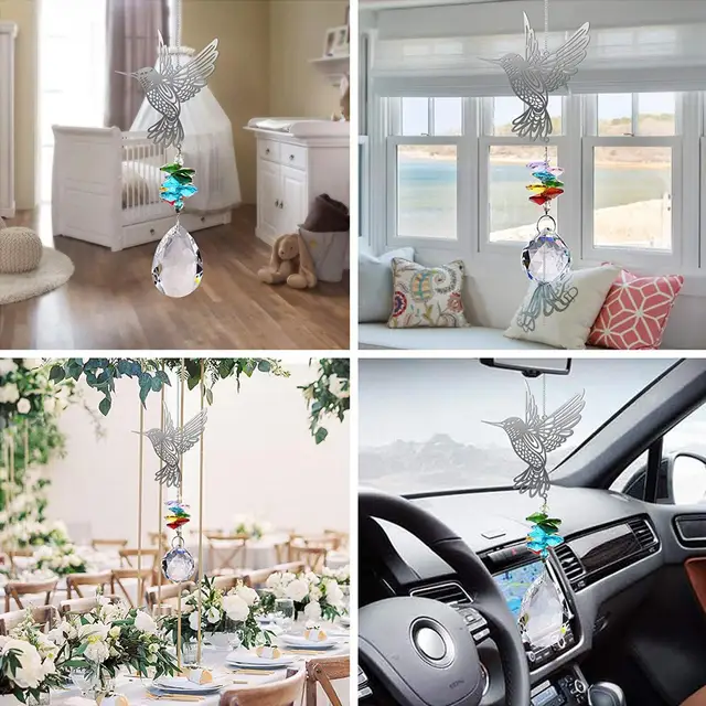 Kolibri Kristályok Szélcsaládos Függő Fa Fogó Medálok Szivárvány Chimes Prizmák Kristályszél Lógó Ma O1F7 - Image 4