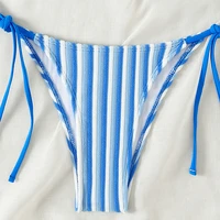 9 Colors New Towel Cloth Halter Neck Tie Up Striped Bikini Swimsuit For Women Summer Beach Vacation Low Waisted Swimwear 2024 3