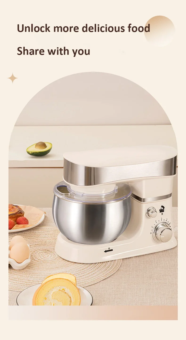 3-IN-1 Electric Stand Mixer 6-Speed with Pulse Button, Dough Hook, Beater, Whisk for Home Cooks Food Beater Electric Food Mixer