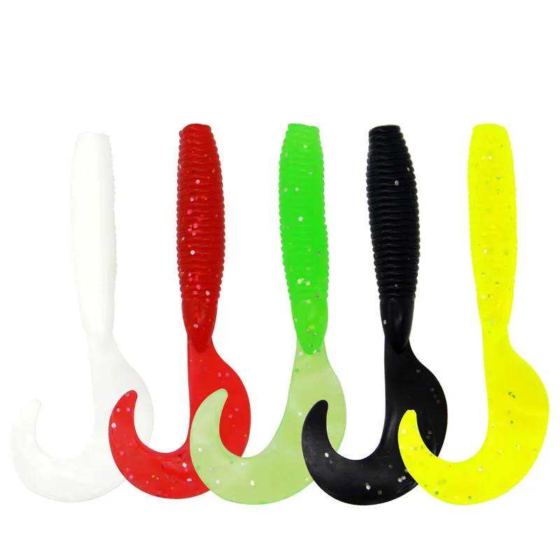 

Big Rolled Tail Lure Soft Worm Soft 10cm Sea Fake Fishing Bait