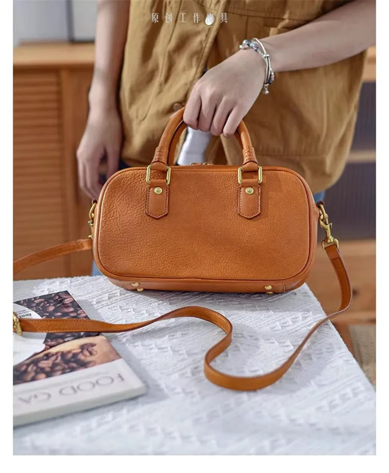 Pndme hochwertige erste Schicht Rindsleder Damen handtasche einfache Mode Luxus weiche echte Rindsleder weibliche Schulter Umhängetasche – Detail 6