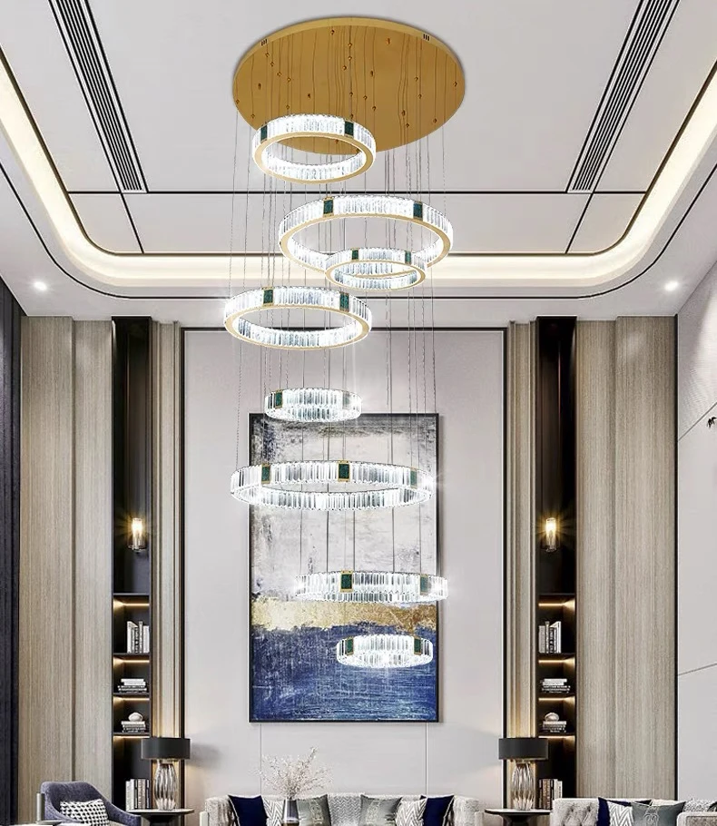 Description Picture 3 of itemModern home decoration crystal chandelier, stair Pendant lamp, living room Pendant lights, interior lighting