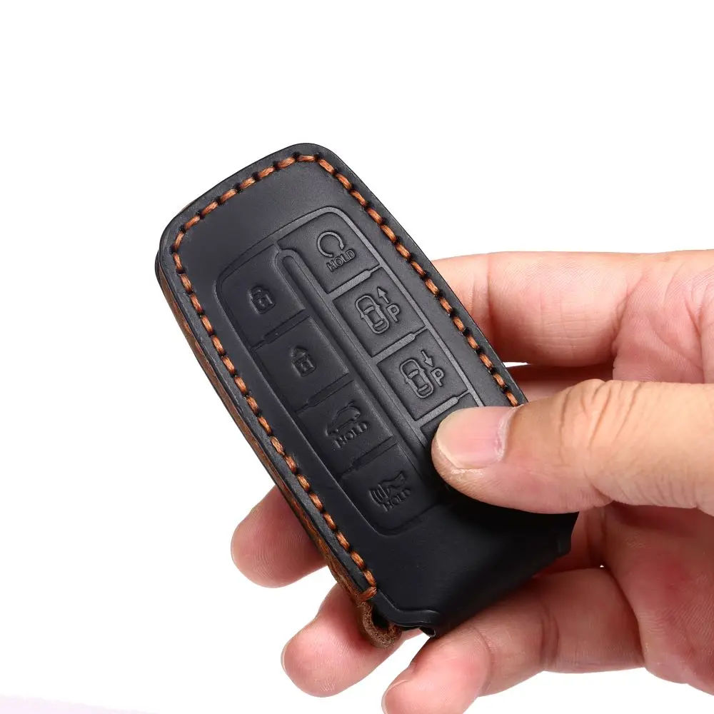 For Rohens for Hyundai Genesis 8 Button G80 GV70 GV80 Leather Car Key Case Cover Car Remote Key Holder Fob Shell Accessories