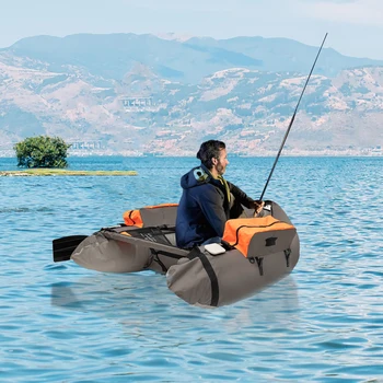 Inflatable Fishing Boat, Portable & Lightweight for Lake/Ocean, Oxford Cloth, 286.6lbs Load Capacity, Adjustable Backrest 3