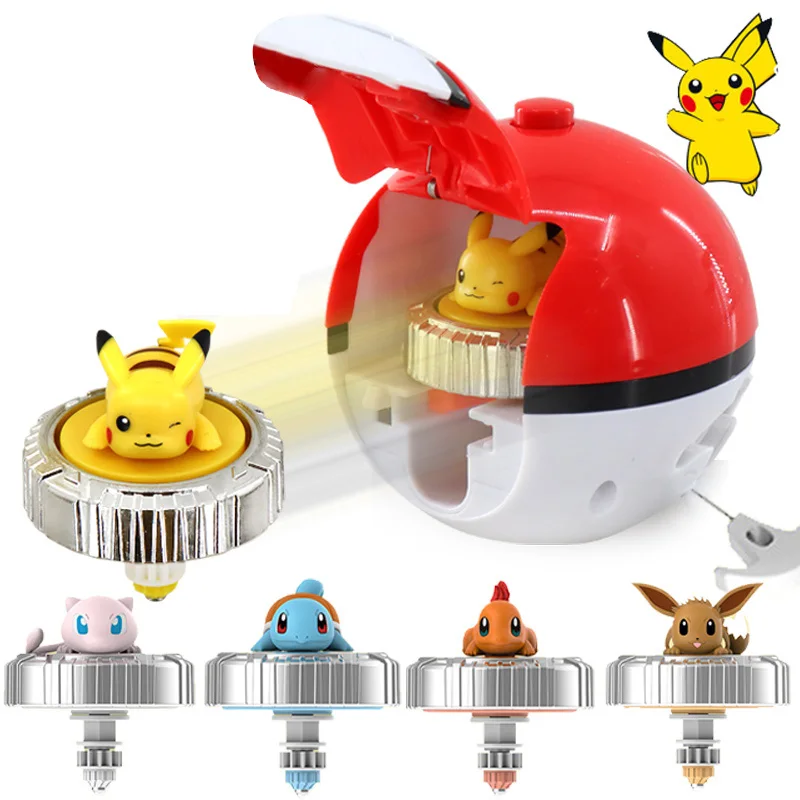 Originale Pokemon Pikachu Spinning Top Cartoon Anime Figure Pull Line Monster Elf Ball Battle Game Boy Kid Bambini Regalo Di Compleanno