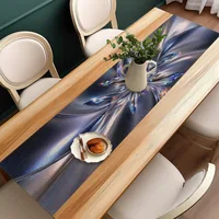 Chemin de table texturé argenté à motifs floraux scintillants, décoration moderne de luxe à motif 3D pour table à manger, table basse, cuisine, fête 4