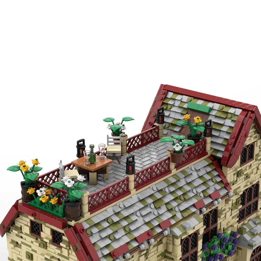 Gobricks MOC-Maison avec grenier pour enfants, vue sur la rue, architecture, bâtiment, nuits dos, jouets pour enfants, cadeau d'anniversaire bricolage