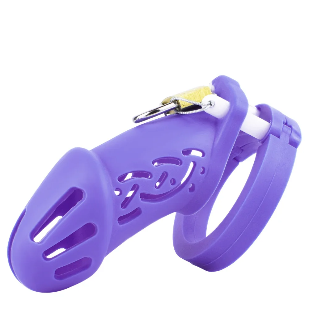 Silicone Chastity Lock Cock Cage Adult Colorful Soft Silicone Penis Belt Male Bondage Toys Abstinence Prohibition Erection BDSM
