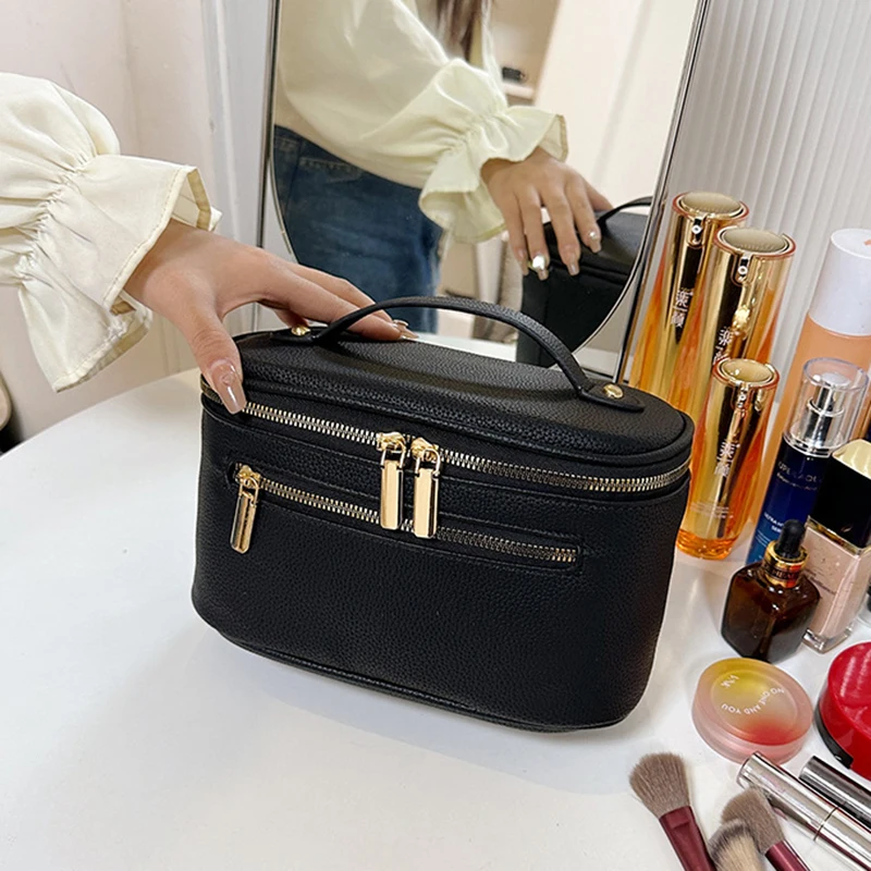 Double Zipper Travel Makeup Bag for Women Cosmetic Bag Portable