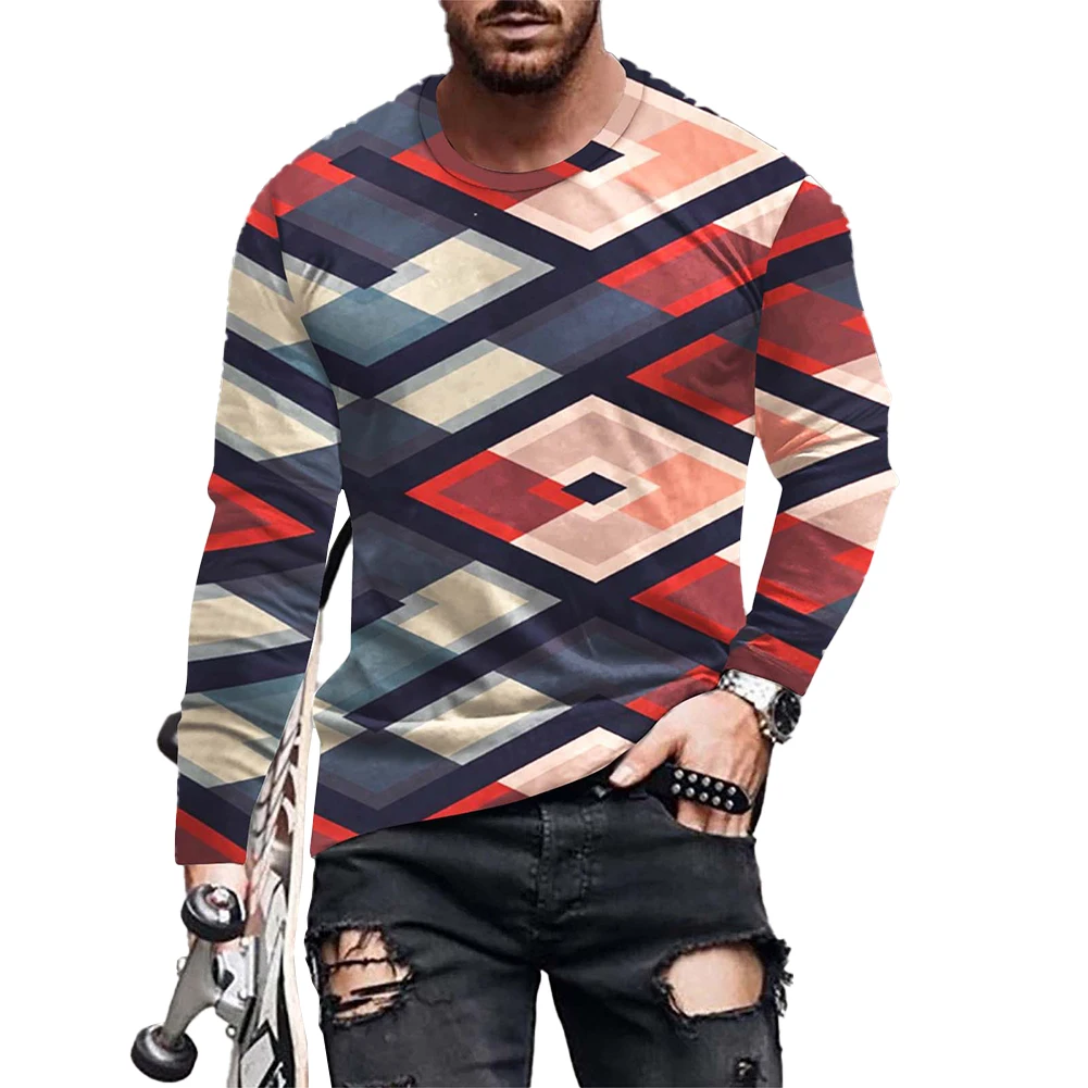 

Man Clothes Top Daily Activewear Tops Long Sleeve T-shirts M-2XL Print T-shirts Round Neck For Man Comfy Fashion