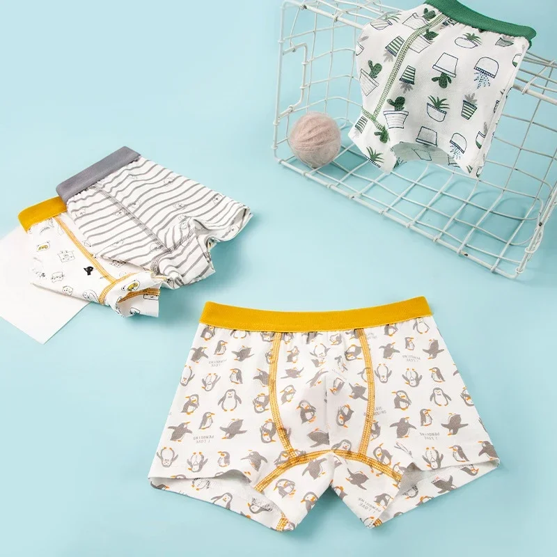 Boys Antibacterial Panties 1-5Y Young Children Cotton Underwears Soft Kids Thin Breathable Briefs Baby Boy Dinosaur Print Briefs