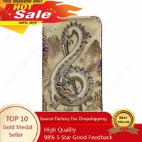 Money Clip Musical Dragon Leather Hand Bag for Phone Waterproof Lady Casual Wallet Coins Storage Pack Cards Clutch 1