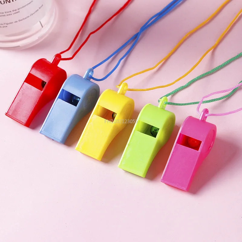 Mini Plastic Whistle with Rope 1pcs for Children Toys Kids Football Soccer Rugby Cheerleading Birthday Party Supplies