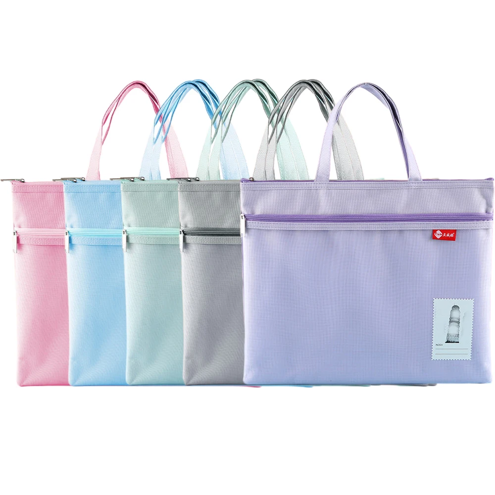 

11.3x13.8in Mesh Zipper Pouch Double Pocket Waterproof Dustproof File Bag with Handle Document Storage for School Travel Office