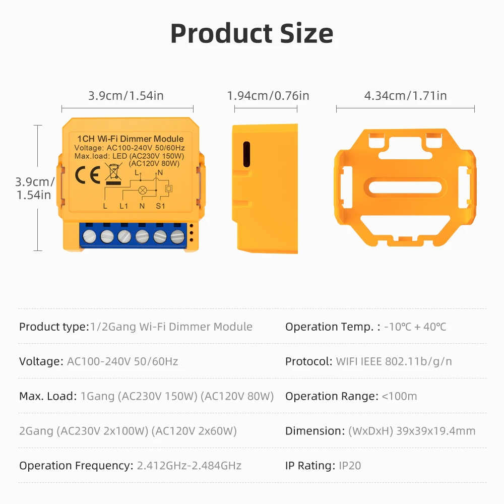 AVATTO Tuya WiFi Smart Dimmer Switch Module 1/2 Gang for APP Remote Control Works With Alexa Google Home smart light switch,led dimmer switch,smart dimmer switch,lamp dimmer,power cords dimmer switch