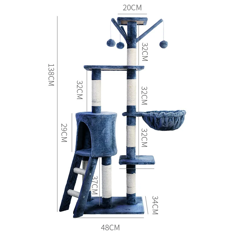 5LayersLargeCatTreeClimbingFrameKittenNestSisalRopeBeds