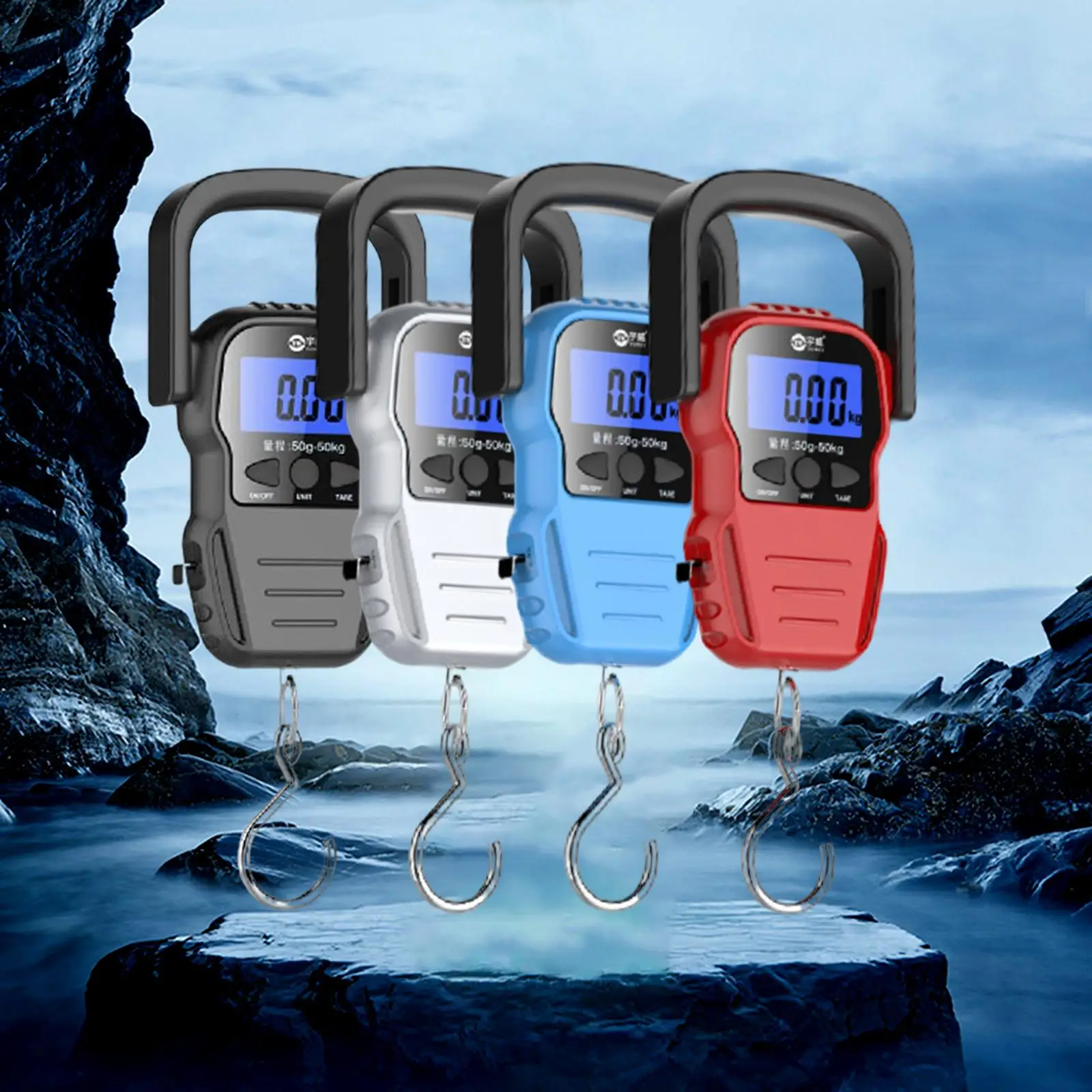 Portable Fishing Scale with Suspended Hook, LCD Electronic Scale to Weigh Luggage