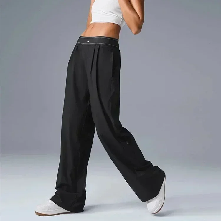 AI Yoga Suit Up Trouser (Regular) Fashionable Loose Straight Leg Suit Pants Elastic Belt Comfortable Lightweight Pants 2
