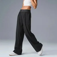 AI Yoga Suit Up Trouser (Regular) Fashionable Loose Straight Leg Suit Pants Elastic Belt Comfortable Lightweight Pants 2