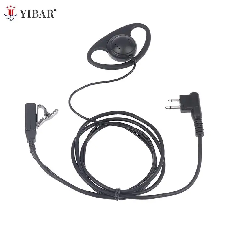 2 Pin D-Shape Earpiece Headset MIC PTT Mic Earpiece Earphone For Baofeng For Kenwood For Puxing TYT Radio Unilateral Headphone