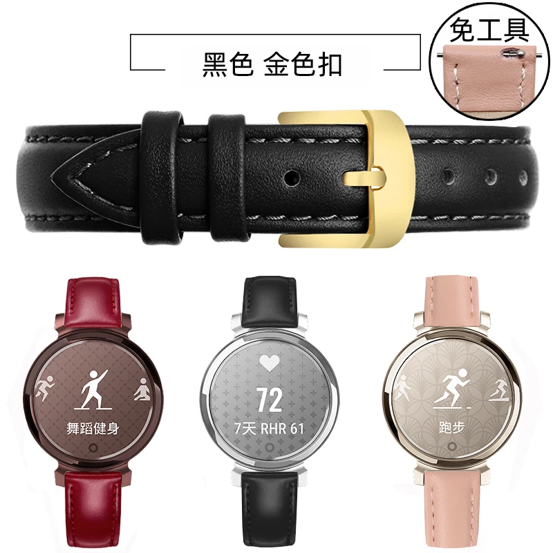 Elegant Genuine Leather Strap for Garmin Lily 2 Women's Smartwatch - 14mm Quick Release in Pink White