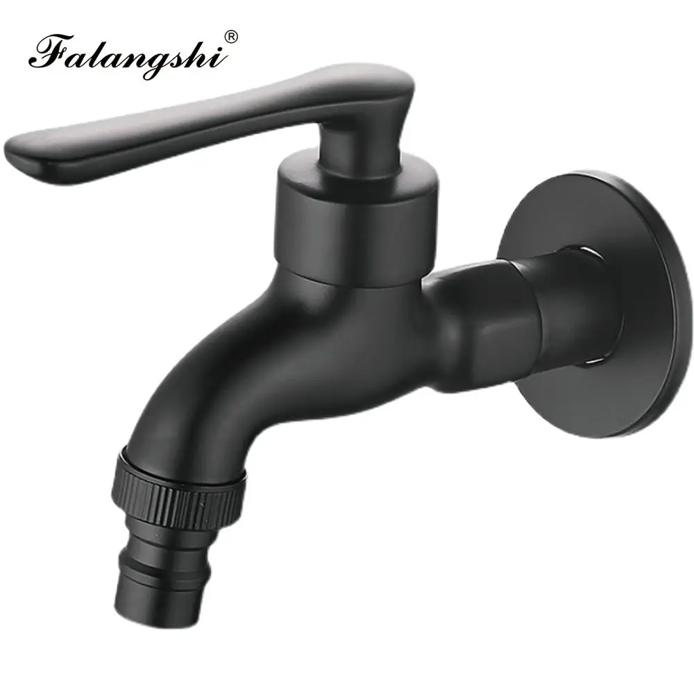 Black Bibcock Brass Faucet Outdoor Garden Taps for Washing Machine Laundry Cleaning Toilet Mop Faucet WB8511 images - 6