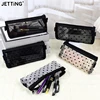 Mesh Cosmetic Makeup Bags Case Holder Cute Transparent Zipper Black Heart Printed Pencil Pen Case Pouch Convenient To Carry 1
