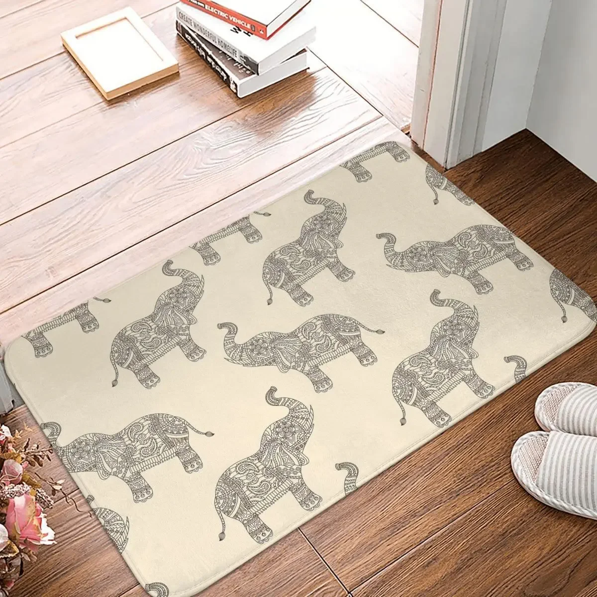 

Non-Slip Carpet Indian Elephant Abstract Doormat Living Room Bath Mat Entrance Door Decor Rug