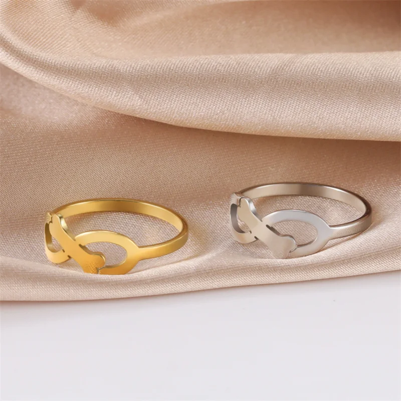 Minimalist Rings Dog Bone Paw Girls Gold Color Stainless Steel Ring Women's - PeticaDeals