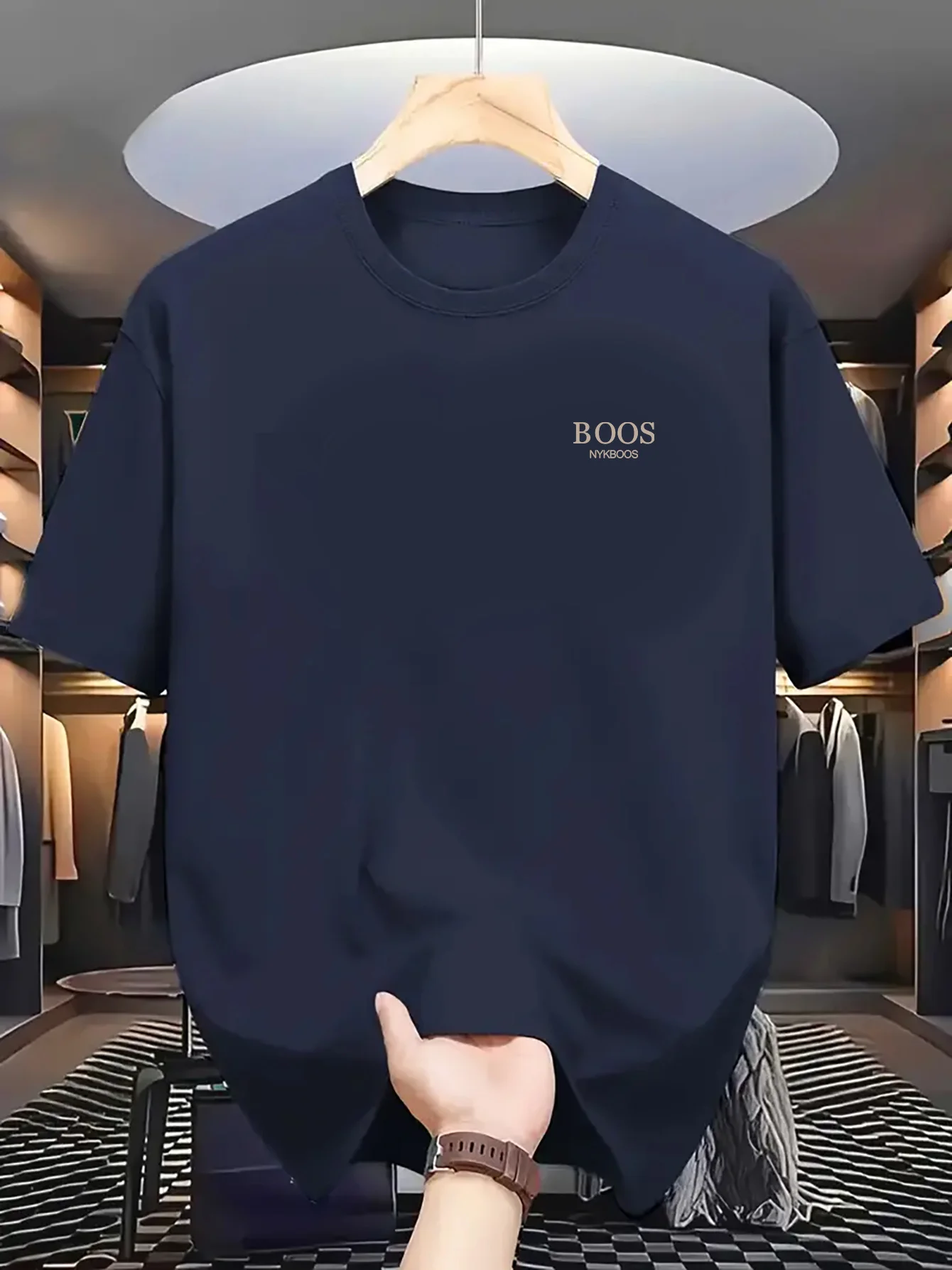 100% Pure Cotton Men's Loose T-Shirt Breathable Casual Fashion Letter Pattern Printed Short Sleeved Round Neck Top