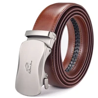 Men's Leather Ratchet Dress Belt with Automatic Sliding Buckle