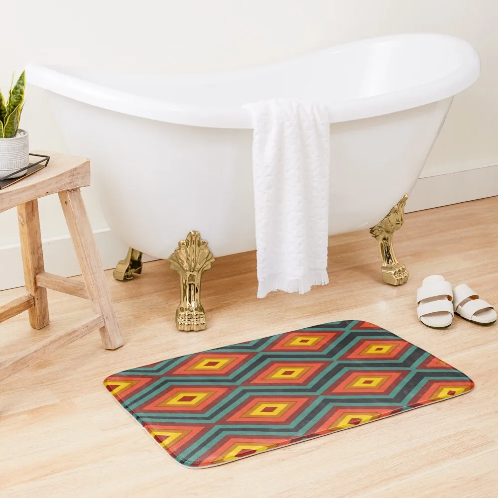 

Retro abstract pattern morphing red hot rhombus Bath Mat Bathroom Accessory Baths Bathroom Non-Slip Pad Floors For Bathroom Mat