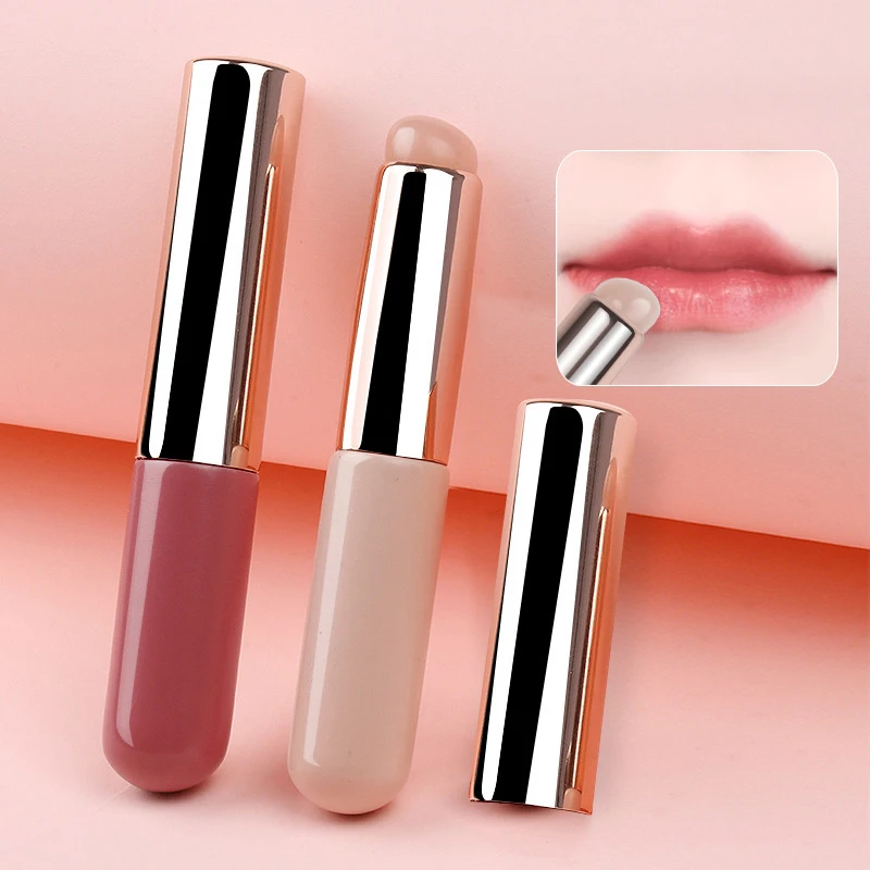 Silicone Lip Brush With Cover Angled Concealer Smudge Brush Portable Round Head Q Soft Lipstick Applicator Makeup Tool