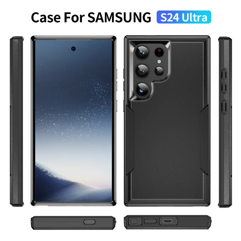 Coque de téléphone portable antichoc de luxe en TPU + PC souple et rigide avec double protection pour Samsung S24 23 22 21Ultra_voghion.com