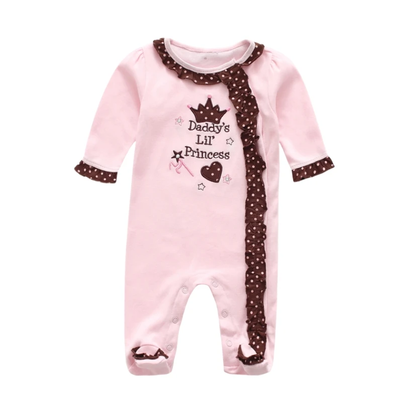 Baby Clothes Baby Sleepsuit Princess Newborn Baby Girl Footies Ruffles Long Sleeves Jumpsuits for Autumn Cute Infant Girls Onesie Clothes