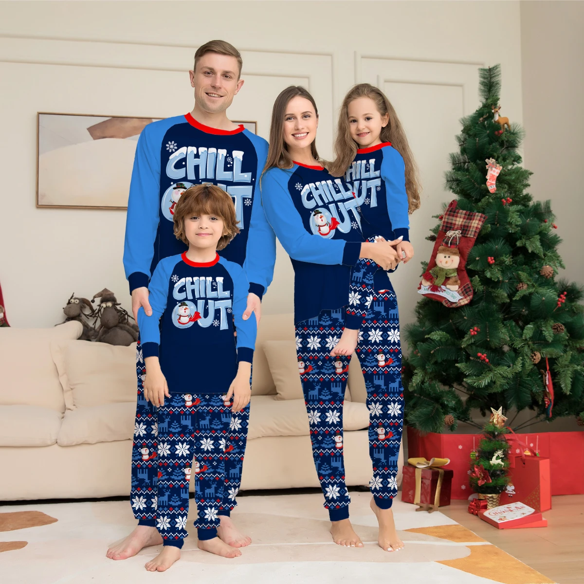

New Year Christmas Casual Family Matching Pajamas Set Women Men Baby Kids Bear Print Sleepwear Nightwear Autumn Winter Clothes