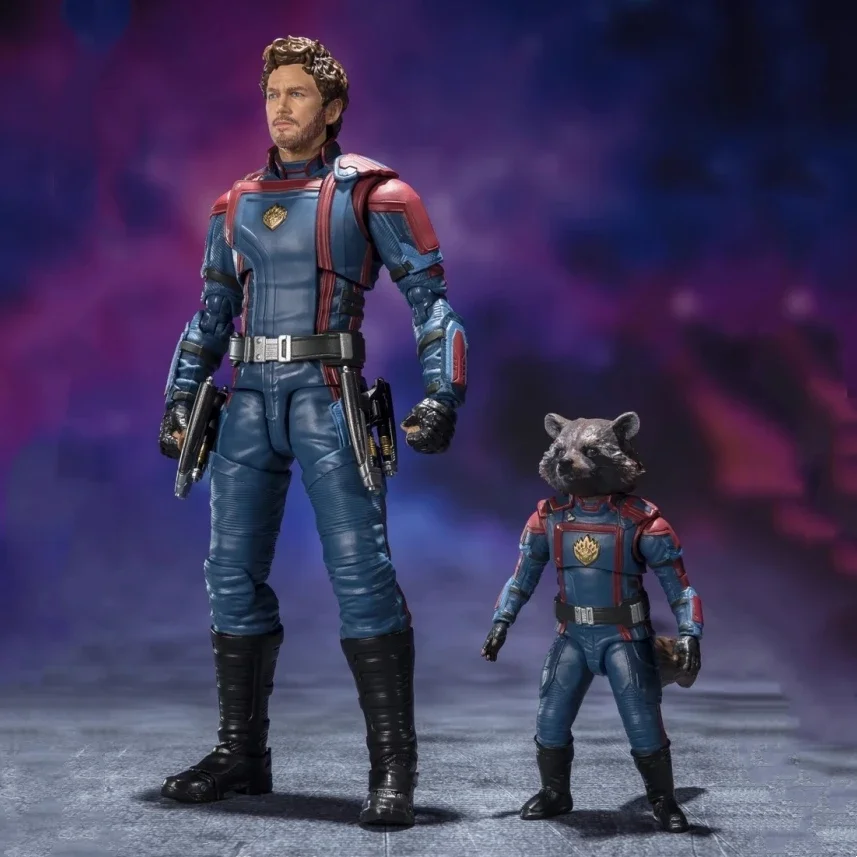 Genuine Bandai Shf Marvel Guardians Of The Galaxy Volume 3 Star Lord Rocket Raccoon Action Figures Model Ornaments Toys Gifts