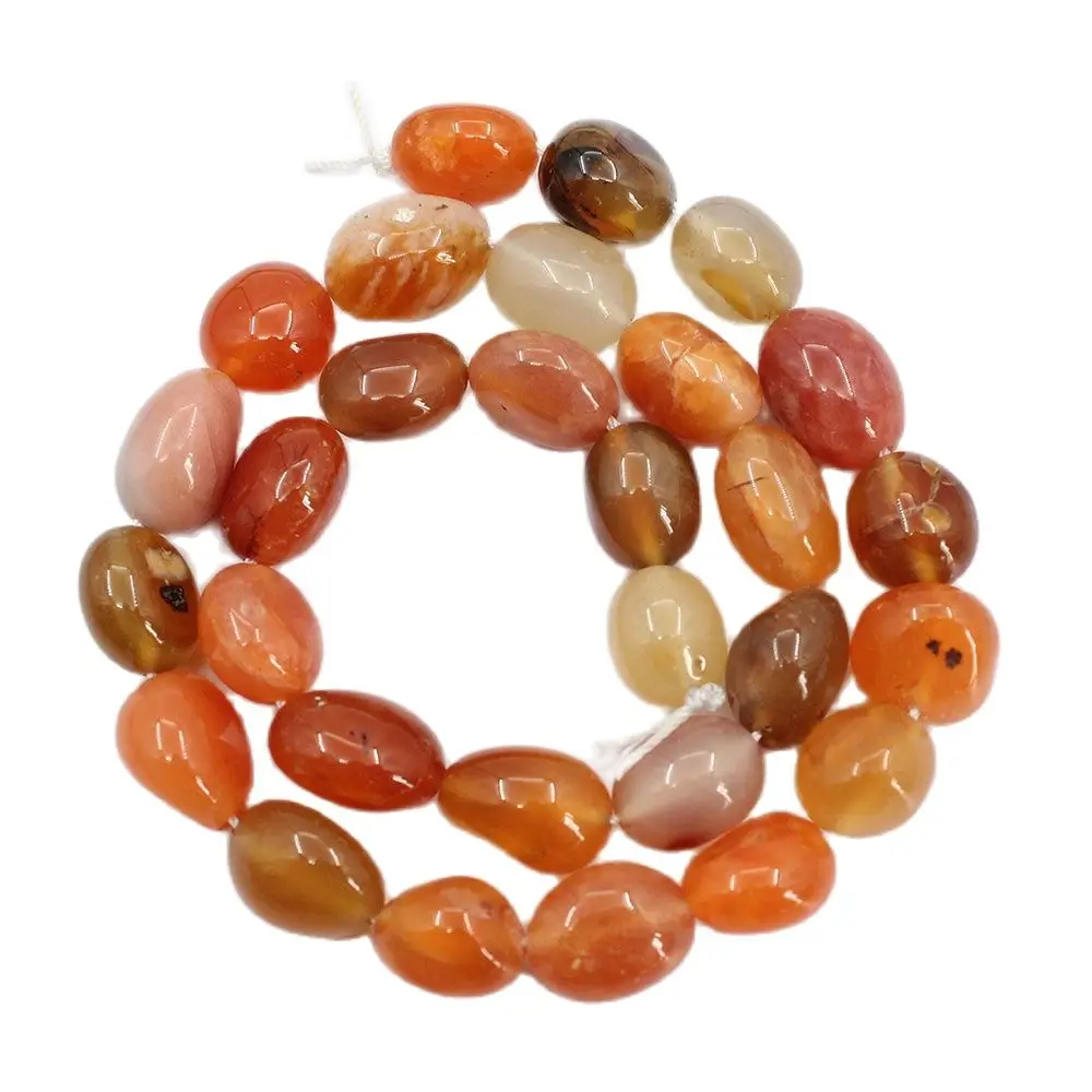 APDGG 11x15mm Natural Red Agate Carnelian Smooth Nugget Freeform Oval Loose Beads 15.5