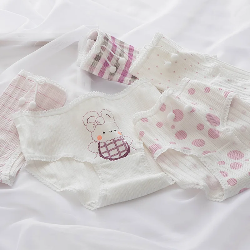 

Cute Panties Women's Pants Sexy Briefs Cotton Polka Dots Rabbit Printed Underwear Breathable Women Girl Underpants NK72