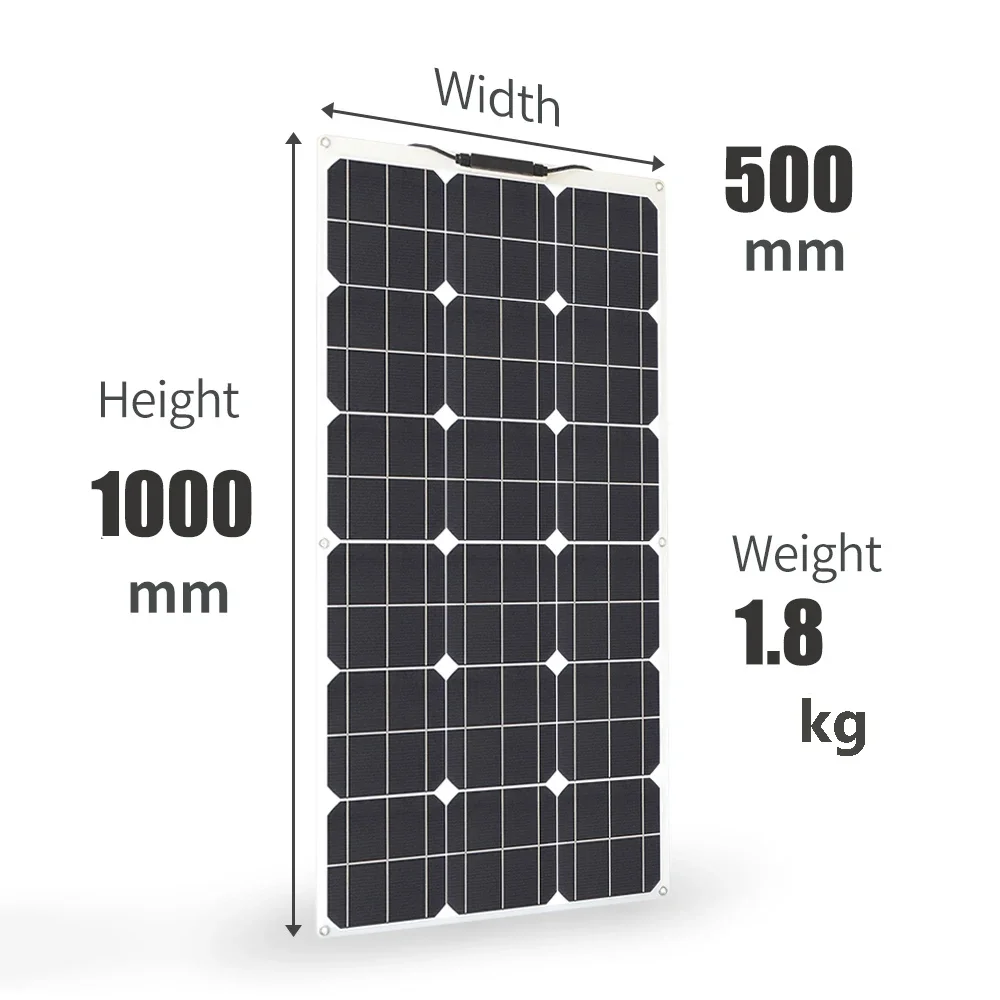 Kit Painel Solar Fotovoltaico, 200W, 12V Carregador de Bateria, Controlador, 20A, Flexível, Impermeável, Casa, Varanda, Carro, RV, Iate