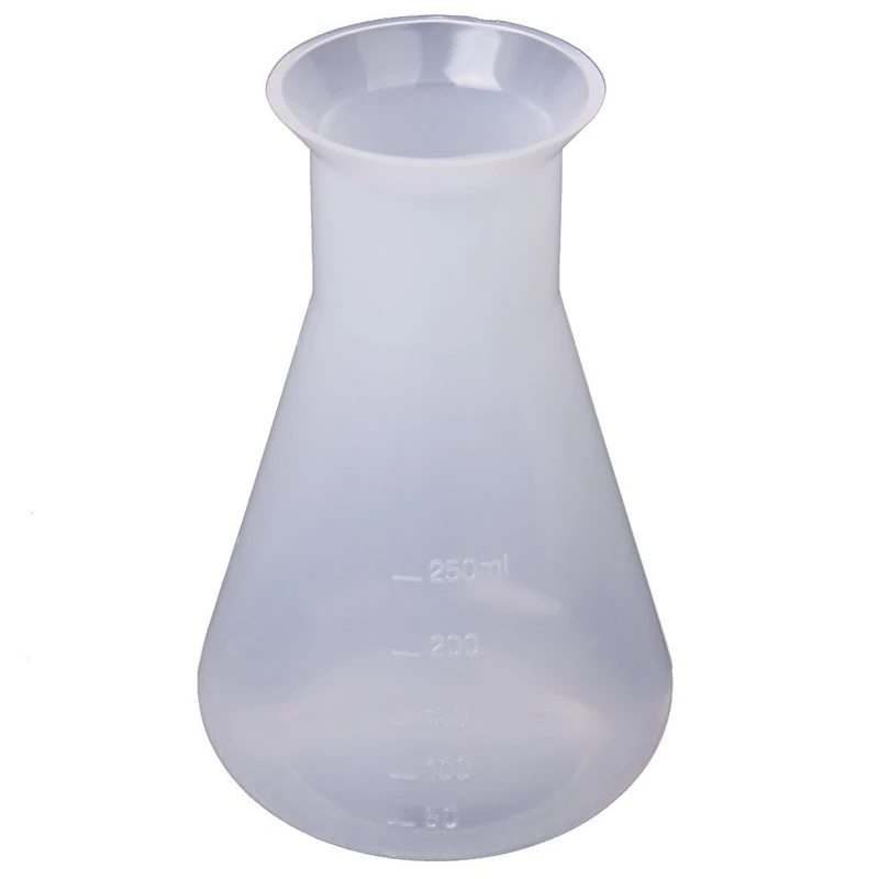 

6X пластиковые прозрачные лабораторные химические флаконы Erlenmeyer, емкость-250 мл