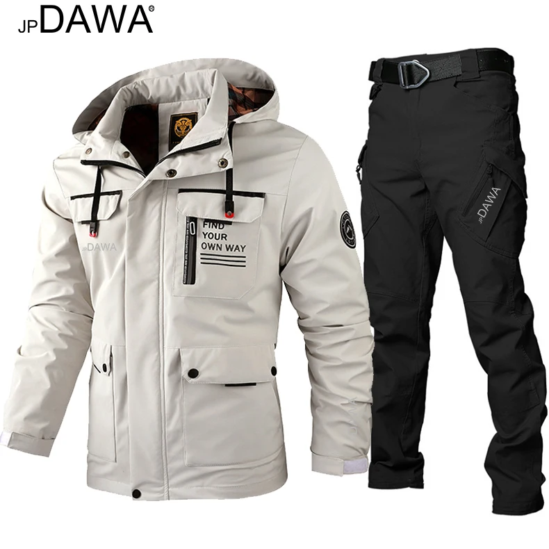 Outdoor Windproof Sunscreen Fishing Jacket Men's Sports Travel Hunting Jacket Cycling Hiking Autumn Thin Set