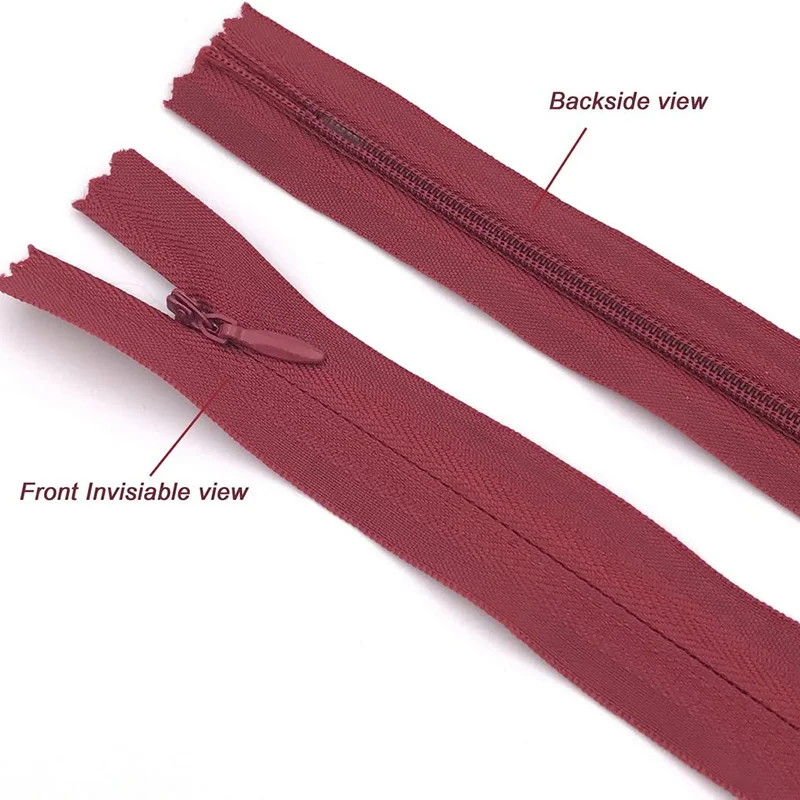 10PCS Nylon Invisible Zippers Coil Zipper Tailor For Handcraft Sewing Cloth Accessories 15cm 28cm 35cm 40cm 45cm 50cm 55cm 60cm