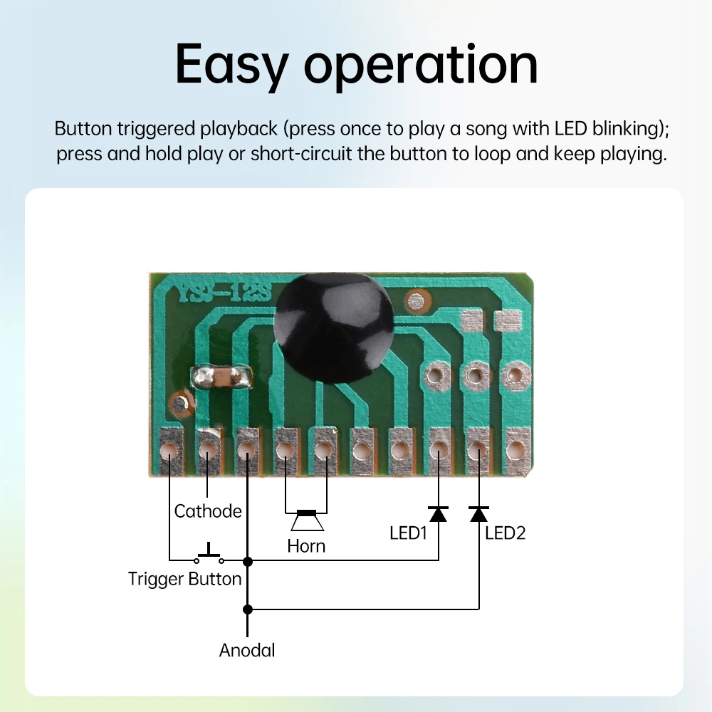 10PCS 12 Children's Songs Music Module 12 English Music with LED Scintillation Module