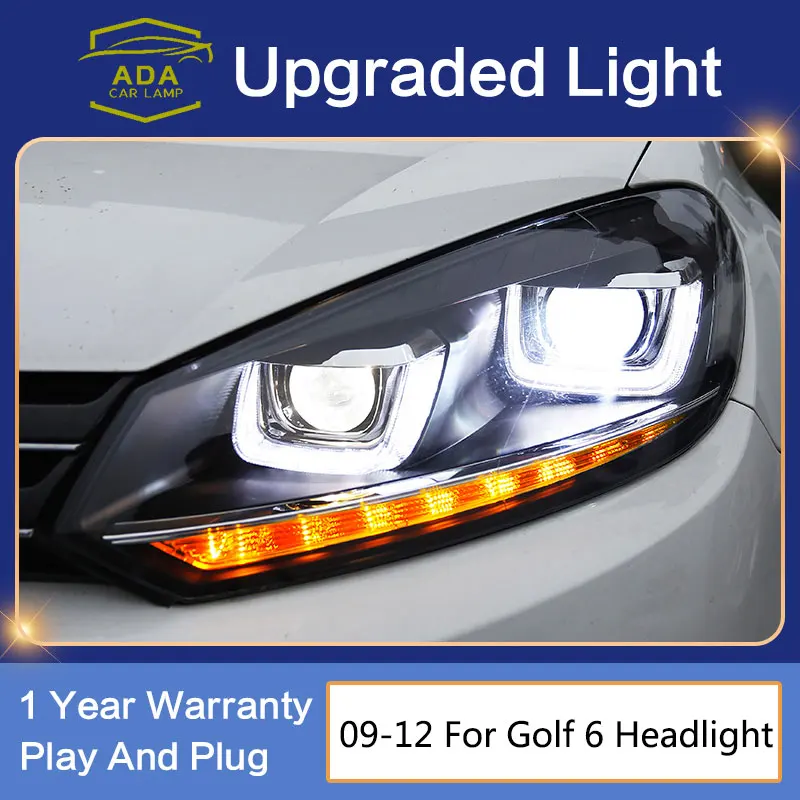 For Golf 6 MK6 2008 2013 GTI Head lamps LED Xenon Headlight Double U